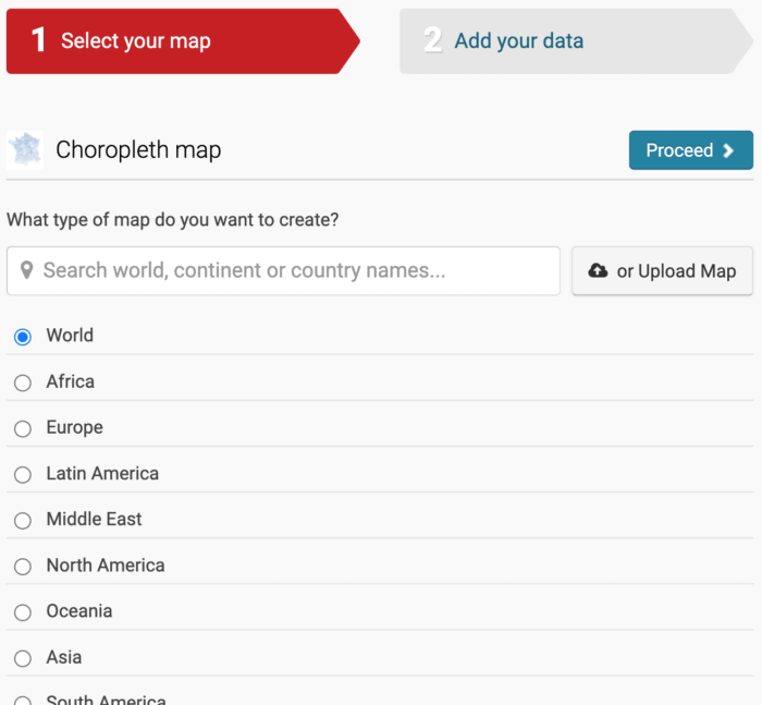Screenshot of the basemap selection in Datawrapper