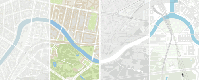 the four map styles you can choose in Datawrapper locator maps