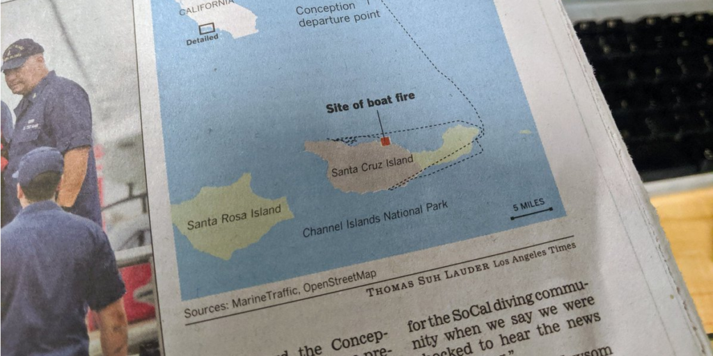 Datawrapper map in a printed newspaper